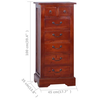 vidaXL Chest of Drawers Classical Brown 45x35x100cm Solid Mahogany Wood