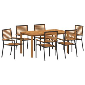 vidaXL Garden Dining Set 7 pcs Black Solid Acacia Wood