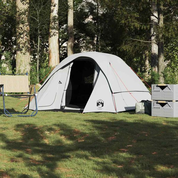 vidaXL Family Tent Cabin 6-Person White Blackout Fabric Waterproof
