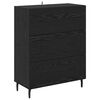 vidaXL Highboard with Drawer 2 pcs Black Oak Engineered Wood and Glass