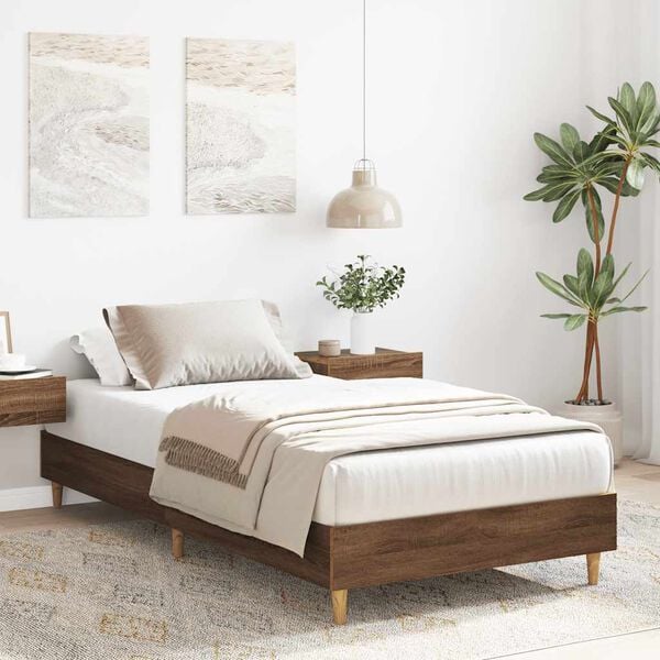 vidaXL Bed Frame No Mattress Brown Oak 90x200 cm Engineered Wood