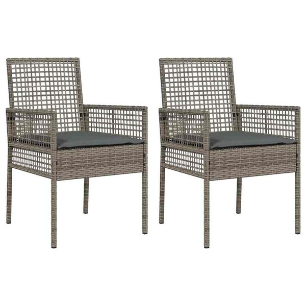 vidaXL Garden Chair 2 pcs Grey 53 x 60 x 85cm Poly Rattan