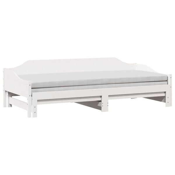 vidaXL Daybed with Trundle without Mattress White 90x190 cm Single Solid Wood
