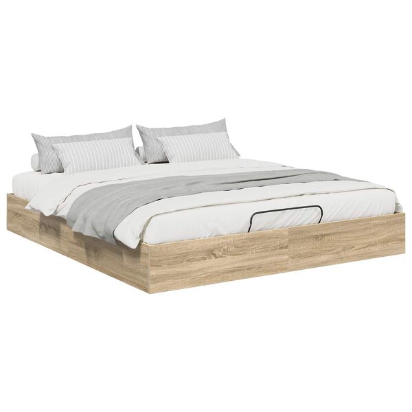 vidaXL Ottoman Bed Frame Sonoma Oak 203 x 180 x 25 cm Chipboard