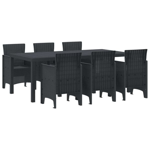 vidaXL Garden Dining Set 7 pcs Anthracite Polt rattan