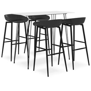 vidaXL Bar Set | White and Black | MDF, Powder-Coated Metal, PP | Medium