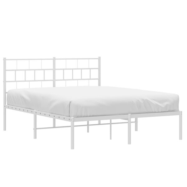 vidaXL Metal Bed Frame without Mattress with Headboard White 120x190cm