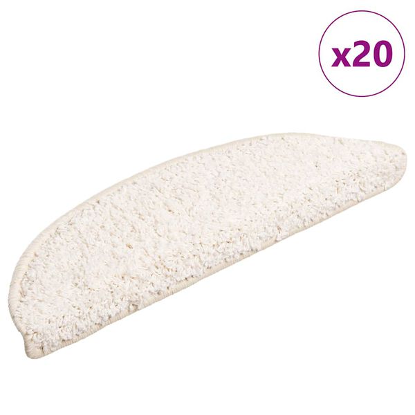 vidaXL Stair Mats 20 pcs 56x17x3 cm White Half Round