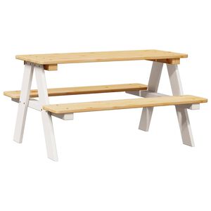vidaXL Children's Table with Benches IRUN White 90x79.5x50cm Solid Wood