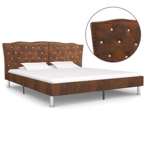 vidaXL Bed Frame without Mattress Brown Faux Suede Leather 180x200 cm