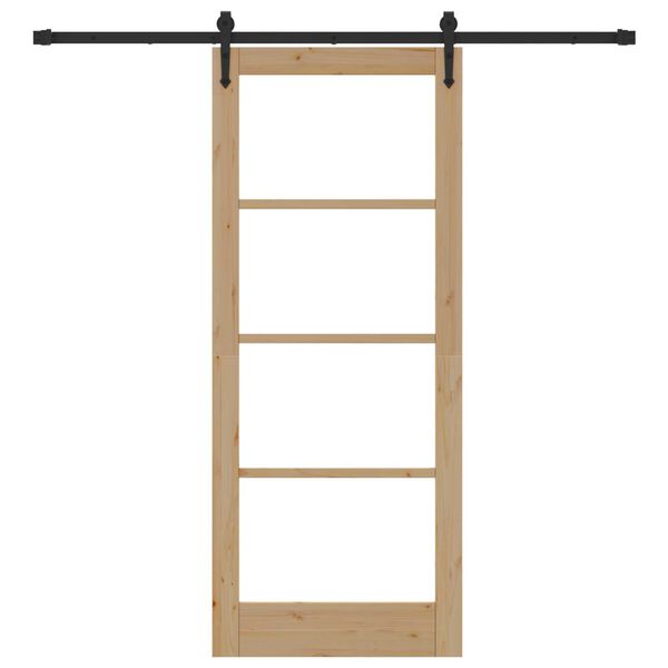 vidaXL Sliding Door Natural and Black 83 x 202 cm