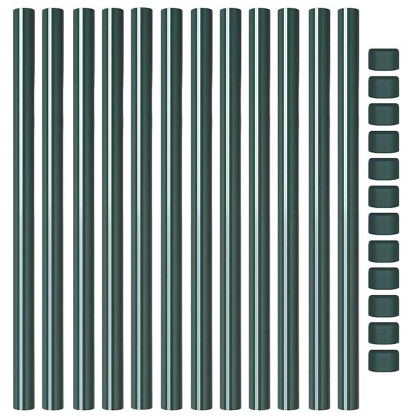 vidaXL Fence Posts 12 pcs Green 90 cm Powder-coated steel