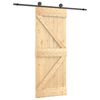 vidaXL Sliding Door Natural and Black 85 x 210 cm Solid Pine Wood