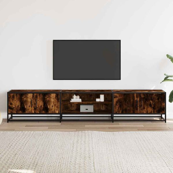 vidaXL TV Cabinet Smoked Oak 210x35x41 cm Engineered Wood