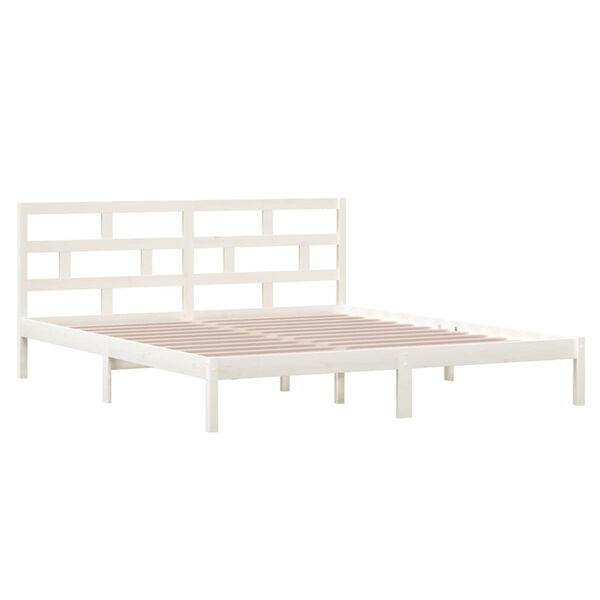 vidaXL Bed Frame without Mattress White Double Solid Wood