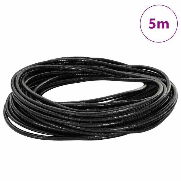 vidaXL Leather Cord Black &Oslash;3 mm x 5 m Leather