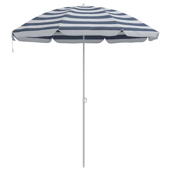 vidaXL Beach Parasol Blue and White 206 x 206 x 212 cm