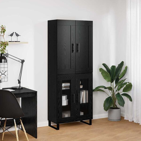 vidaXL Highboard Black Oak 69.5 x 34 x 180 cm Engineered Wood