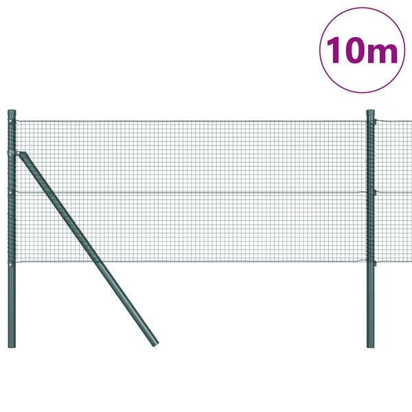 vidaXL Fence Post Green 10 x 0.6 m (16 x 16 mm mesh) Steel and PVC