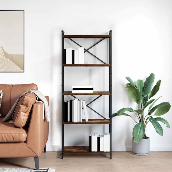 vidaXL Bookshelf Smoked Oak 60 x 30 x 155 cm Engineered Wood
