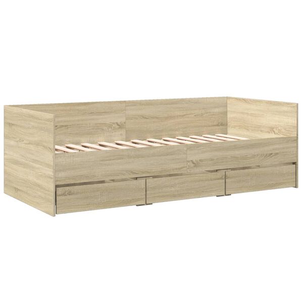 vidaXL Daybed with Drawers without Mattress Sonoma Oak 100x200 cm