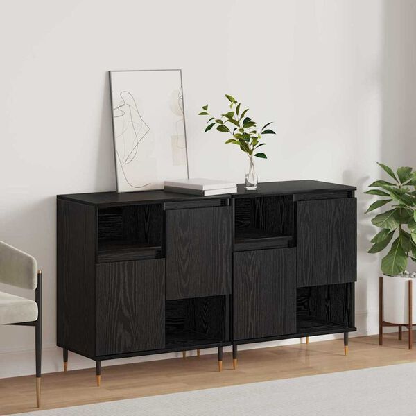 vidaXL Sideboards 2 pcs Black oak 120 x 35 x 70 cm Engineered wood