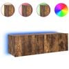 vidaXL TV Wall Cabinet with LED Lights Smoked Oak 100x35x31 cm