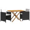 vidaXL 3 Piece Garden Dining Set with Cushions Black