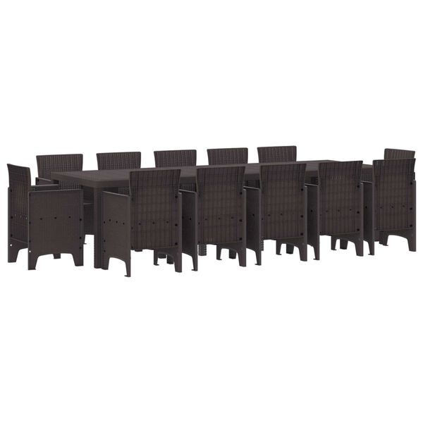 vidaXL Garden Dining Set 13 pcs Brown Poly rattan