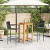 vidaXL 3 Piece Garden Bar Set Black Solid Wood Acacia and Poly Rattan