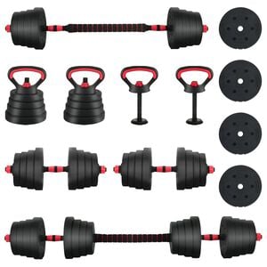vidaXL 4-in-1 Dumbbell Set 40 kg Black and Red Cement and Iron Sand