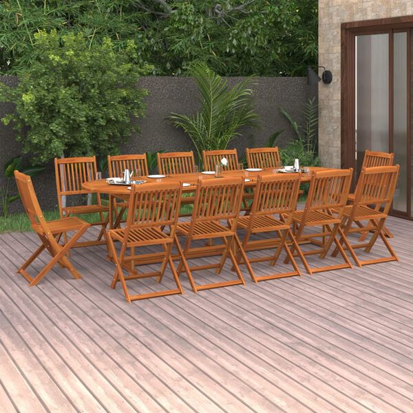 vidaXL 13 Piece Garden Dining Set 280x90x75 cm Solid Wood Acacia