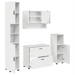 vidaXL Bathroom Furniture Set 4 pcs High Gloss White