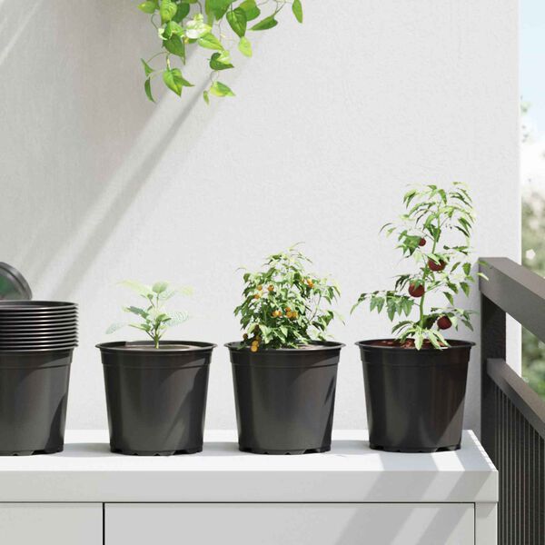 vidaXL Flower Pot 50 pcs Black &Oslash; 15 x 13 cm Plastic