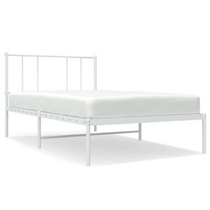 vidaXL Metal Bed Frame without Mattress with Headboard White 90x200cm