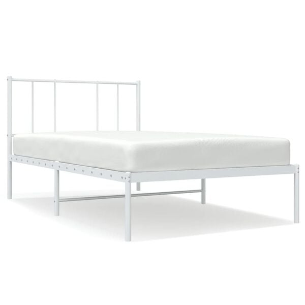 vidaXL Metal Bed Frame without Mattress with Headboard White 90x200cm