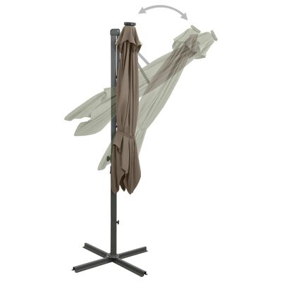 vidaXL Cantilever Umbrella with Pole and LED Lights Taupe 300 cm