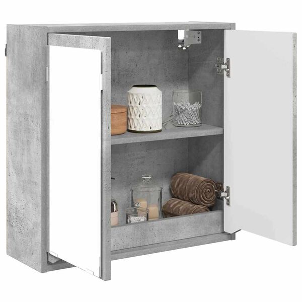 vidaXL Bathroom Mirror Cabinet with Door Concrete Grey 60 x 20 x 60 cm