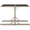 vidaXL Garden Table Beige 110x53x72 cm Glass and Poly Rattan