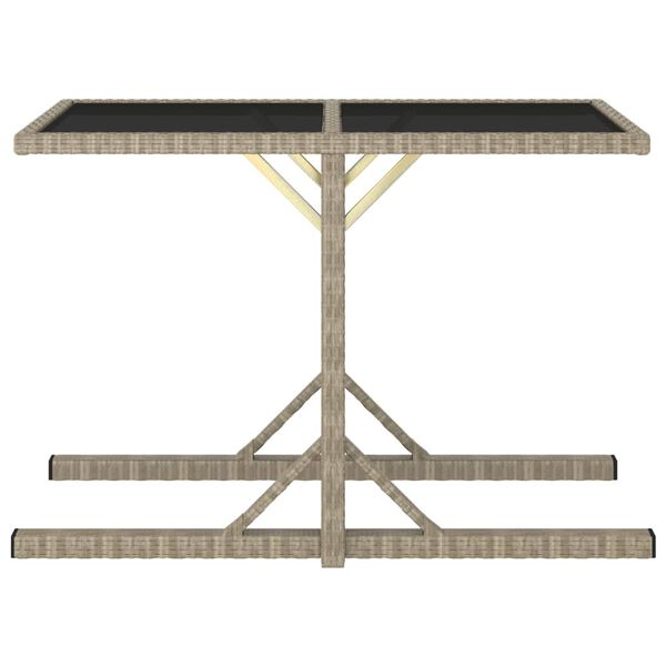 vidaXL Garden Table Beige 110x53x72 cm Glass and Poly Rattan