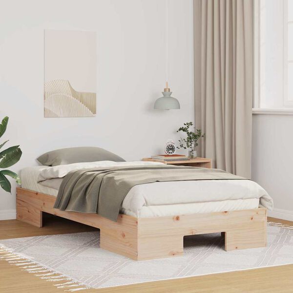 vidaXL Floor Bed Frame with Storage Brown 80 x 200 cm Solid pine wood