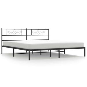 vidaXL Metal Bed Frame without Mattress with Headboard Black 193x203cm