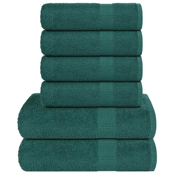 vidaXL 6 Piece Towel Set "FROGN" Green 100% Cotton