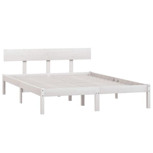 vidaXL Bed Frame without Mattress White Solid Wood 140x190 cm