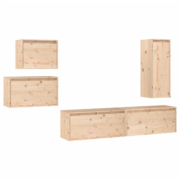 vidaXL TV Cabinets 5 pcs Solid Wood Pine