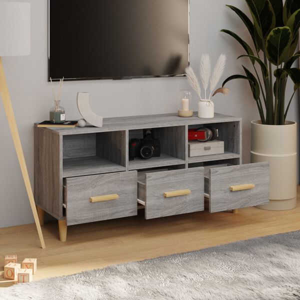 vidaXL TV Cabinet Grey Sonoma 102x36x50 cm Engineered Wood