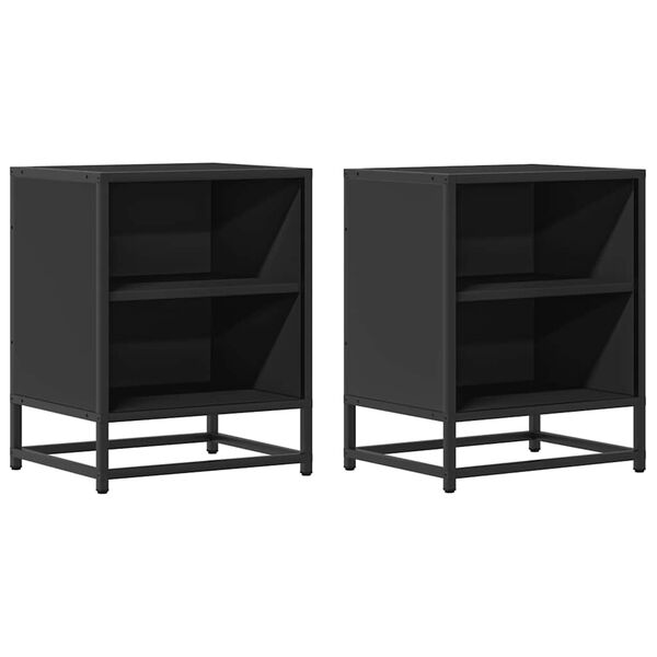 vidaXL Bedside Cabinets 2 pcs Black 40x31x50 cm Engineered Wood and Metal