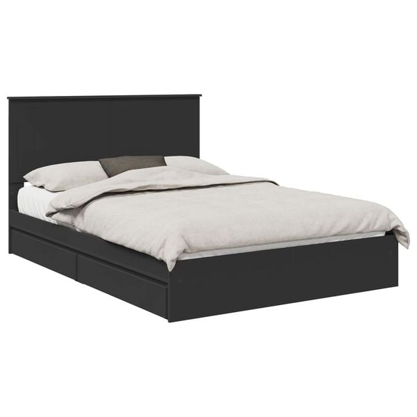 vidaXL Storage Bed with Headboard Black 140 x 190 cm Engineered Wood