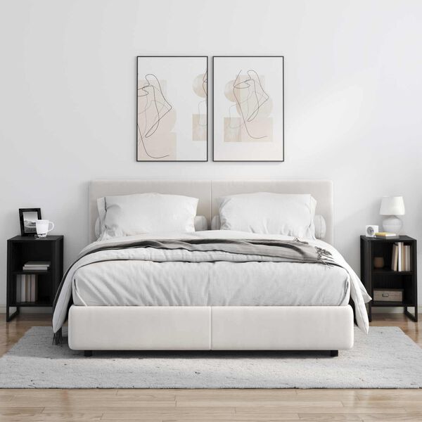 vidaXL Bedside Table Black Oak 39.5 x 30 x 50 cm Engineered Wood