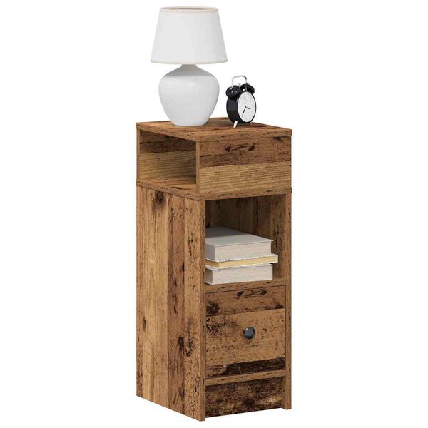 vidaXL Bedside Cabinets 2 pcs with Drawer Old Wood 25x31x66 cm